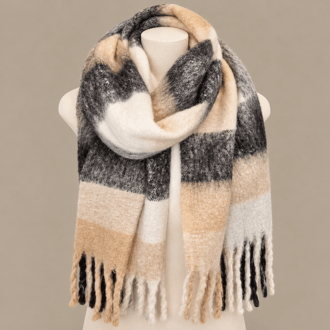 Hovedbilde 1672 Fluffyskjerf vareprøve - sort/beige