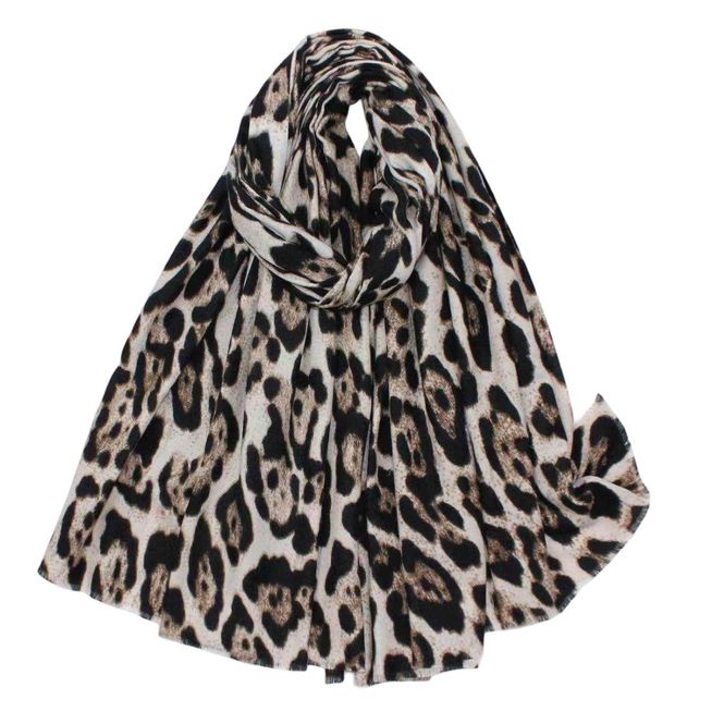 Hovedbilde RE-J129 Skjerf viscose leopard  - beige