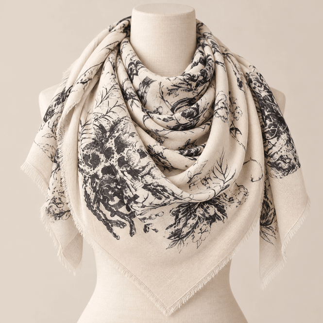 Hovedbilde FA3959 Firkantet skjerf ullmix - offwhite
