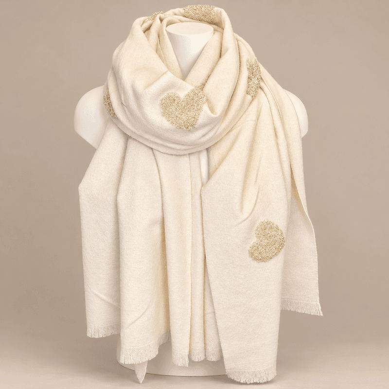 RE-L33 Mellomtykt skjerf med print - offwhite