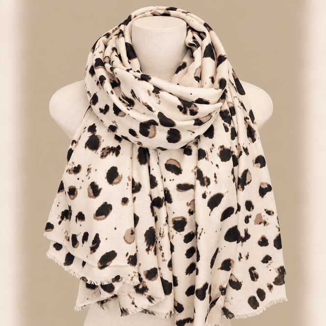 Hovedbilde CH Skjerf mellomtykk ullmix - beige/sort
