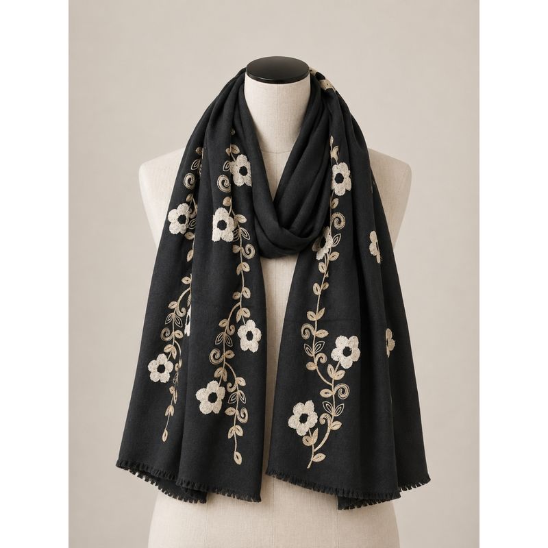 RE-L46 Skjerf mellomtykk viscose - sort