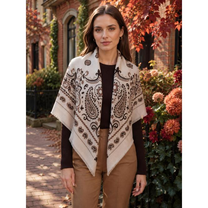 Hovedbilde FA37296 Firkantet skjerf ullmix - offwhite