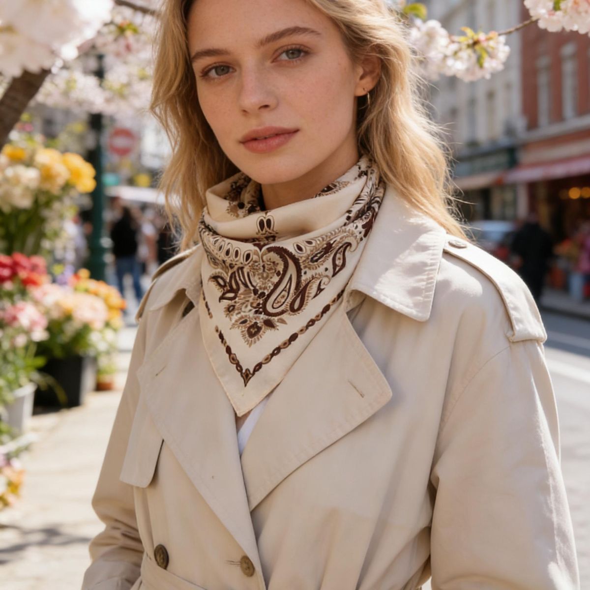 C27 Lite skjerf silkelook - offwhite/beige