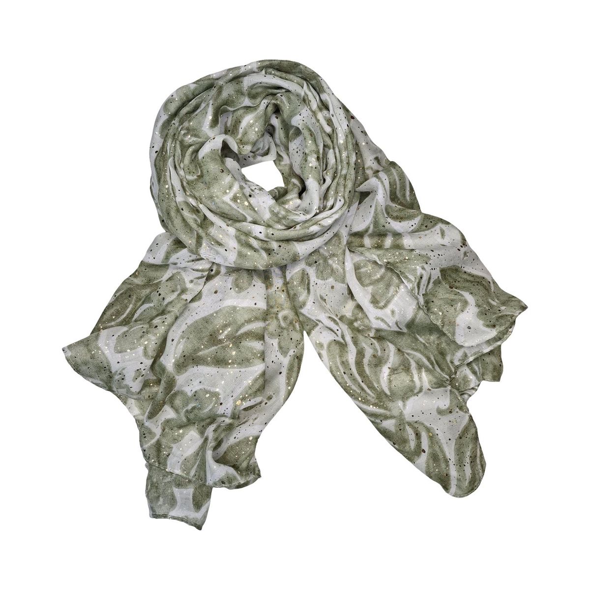 C279 Skjerf viscose/bomull print - grønn 1STK IGJEN