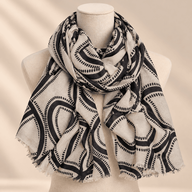 Hovedbilde CH19 Skjerf ullmix  - taupe beige KUN 1STK