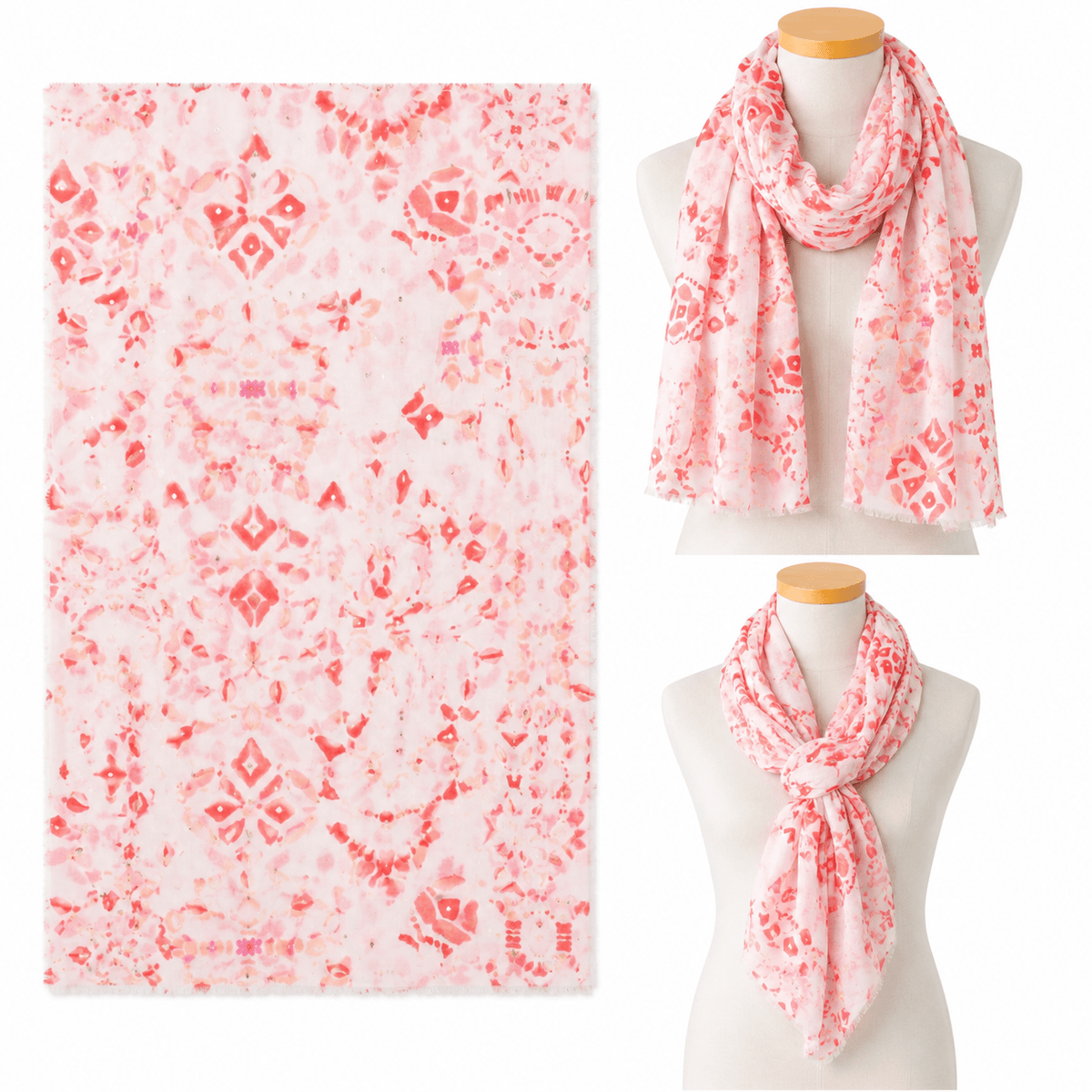 C225 Skjerf viscose/bomull - rød