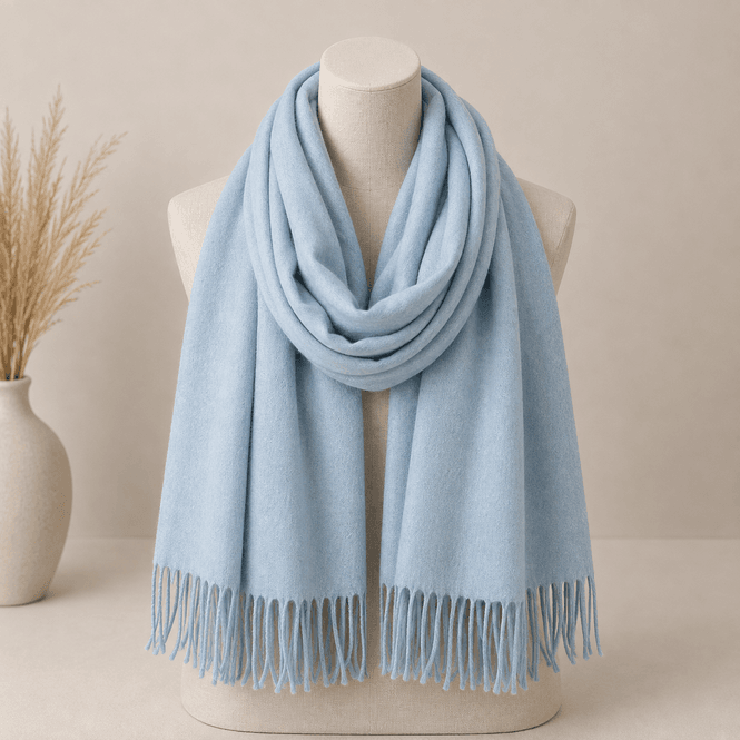Hovedbilde 412 Ensfarget skjerf i viscose - sky blue
