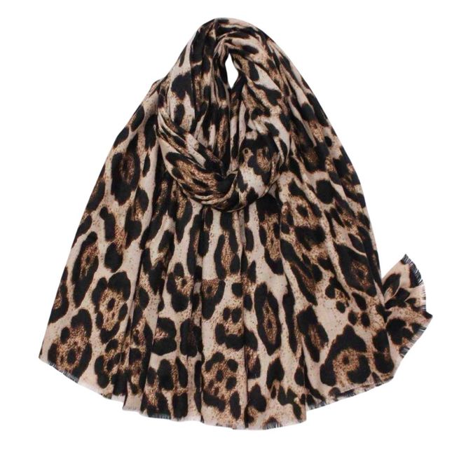Hovedbilde RE-J129 Skjerf viscose leopard  - brun