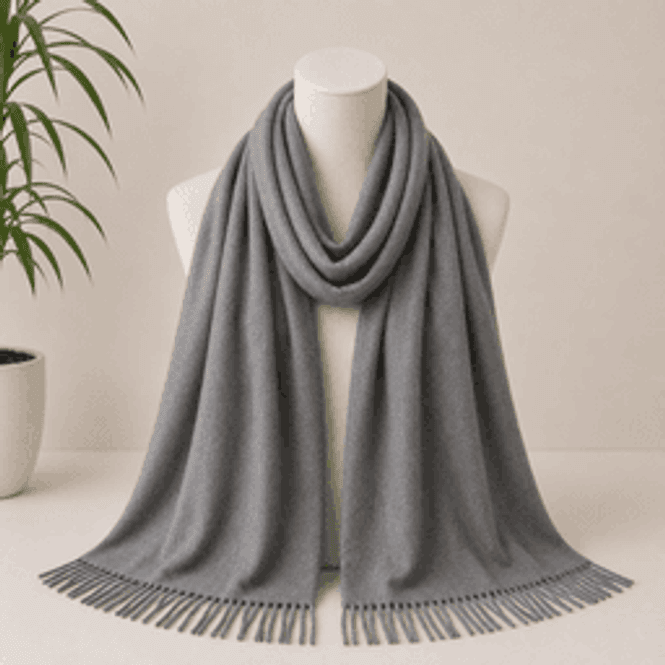 Hovedbilde N1135 Ensfarget mellomtykt skjerf viscose & ull - ...