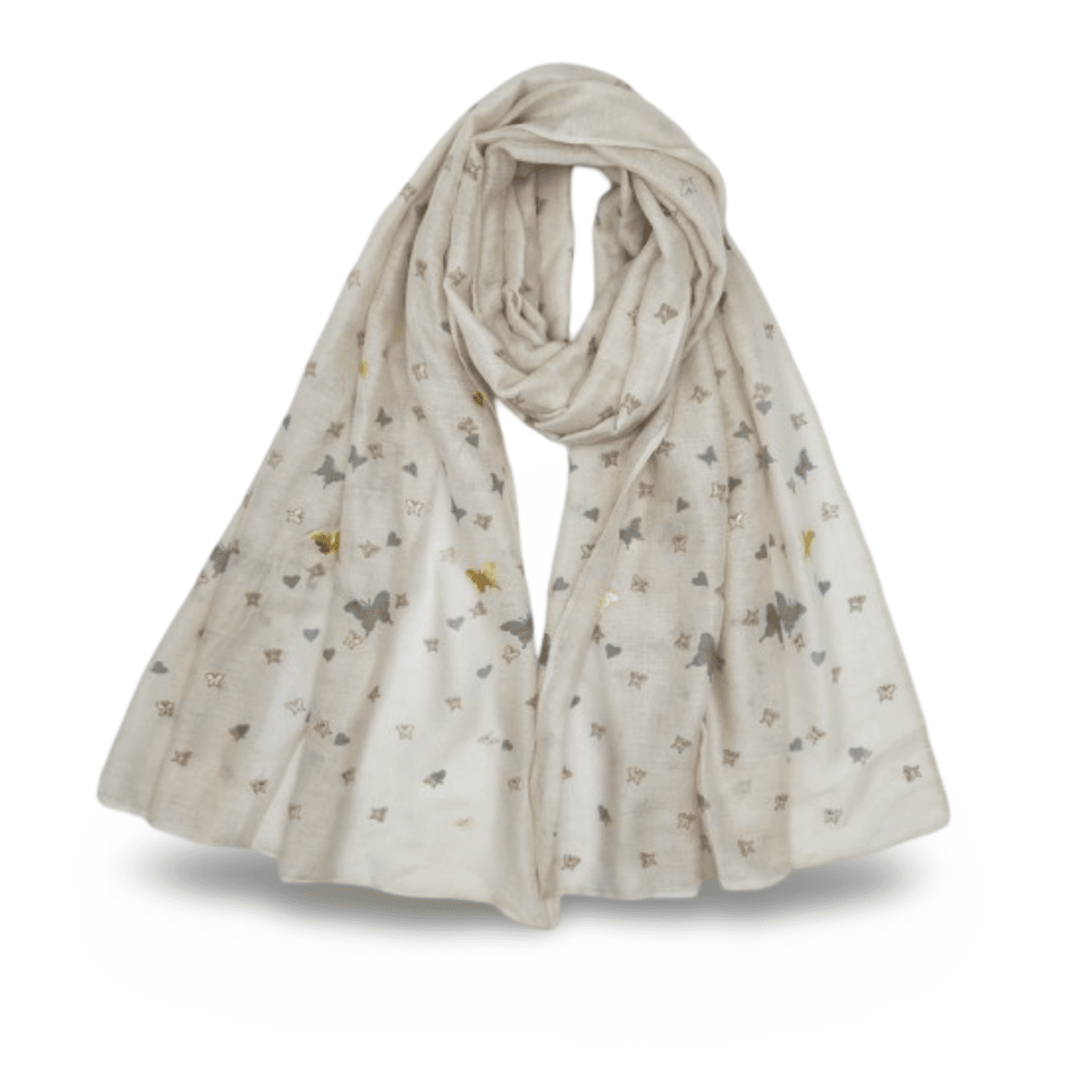  WCH-367 Lett skjerf med print - beige