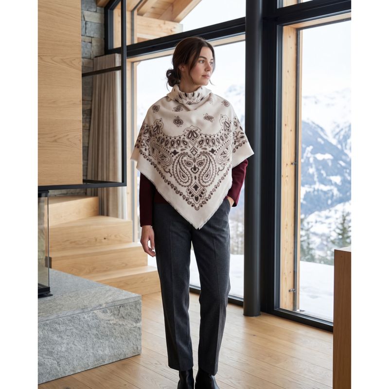 FA43036 Firkantet skjerf 100% ull - offwhite