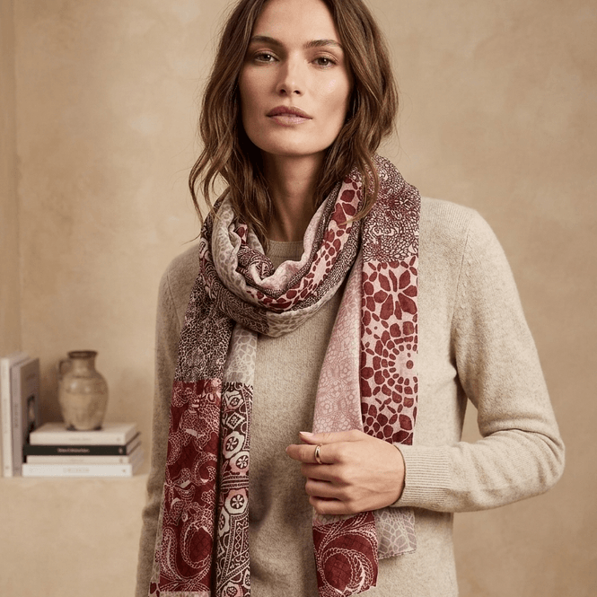 Hovedbilde C314 Skjerf viscose  - burgunder/rose