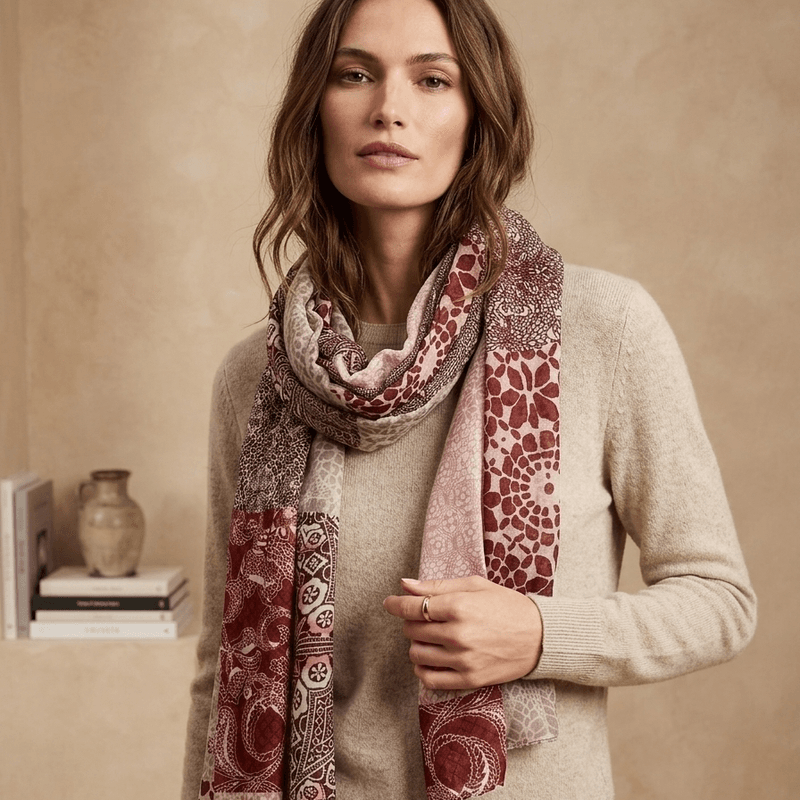 C314 Skjerf viscose  - burgunder/rose