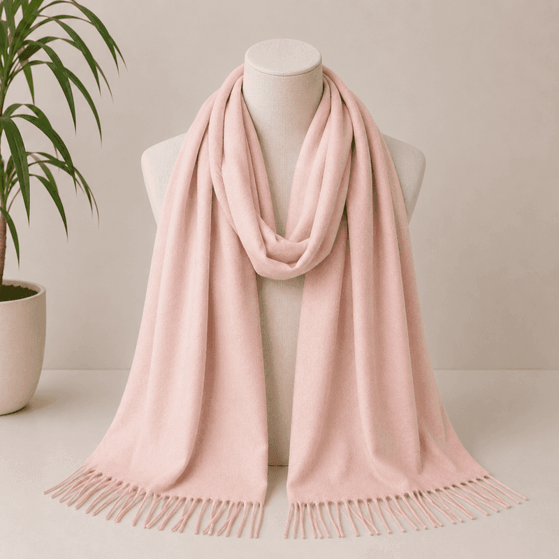 N1135 Ensfarget mellomtykt skjerf viscose & ull - baby rosa